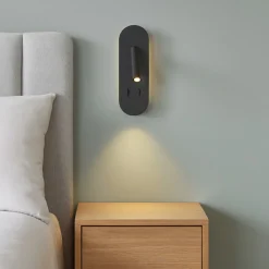 Applique Camera Da Letto-Ondaluce Ap plate applique per comodino nera led 3000k orientabile