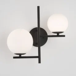 Applique Da Parete-Selezionato da Mazzolaluce Applique a muro 2 luci moderna nero da interno