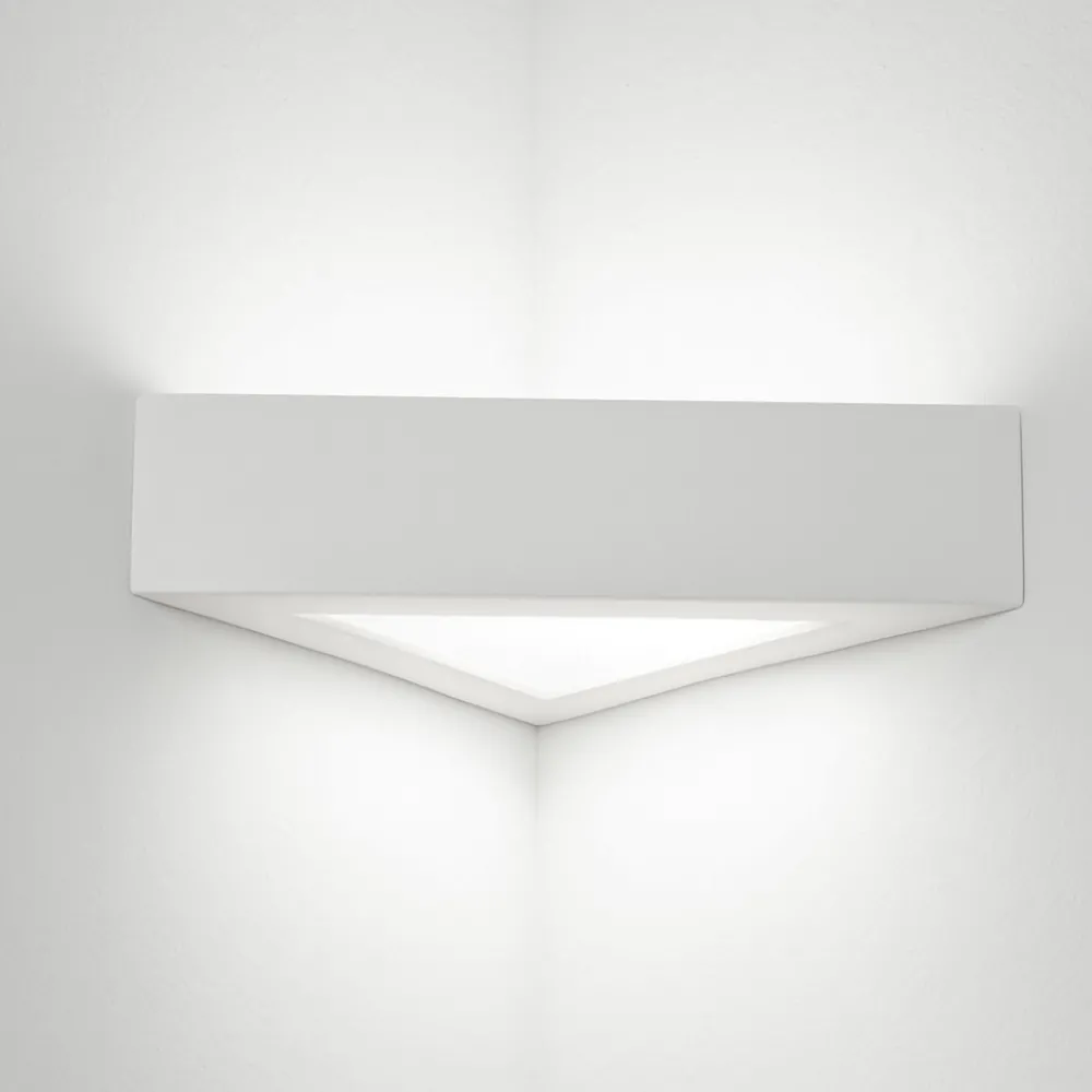 Applique Da Parete-IsyLuce Applique angolare di gesso bianco triangolare
