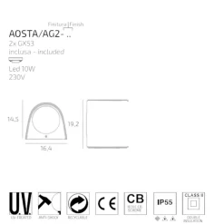 Applique Da Esterno-Top Light Applique aosta grigia per esterno balcone bi emissione ip55