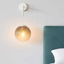 Applique Camera Da Letto-Top Light Applique a sospensione pendente da letto bianca vetro fume