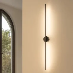 Applique Da Parete-Selezionato da Mazzolaluce Applique bacchetta moderna led 15w nera 90 cm 3000k