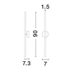 Applique Da Parete-Selezionato da Mazzolaluce Applique bacchetta moderna led 15w nera 90 cm 3000k