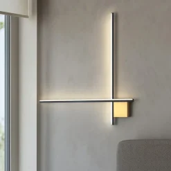 Applique Da Parete-Selezionato da Mazzolaluce Applique bacchette oro nero 80cm moderna led 20w 3000k