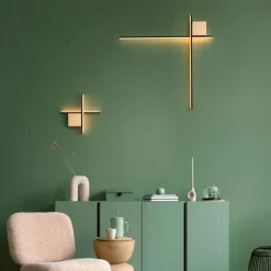 Applique Da Parete-Selezionato da Mazzolaluce Applique bacchette oro nero 80cm moderna led 20w 3000k