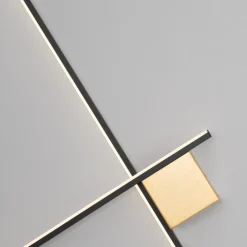 Applique Da Parete-Selezionato da Mazzolaluce Applique bacchette oro nero 80cm moderna led 20w 3000k