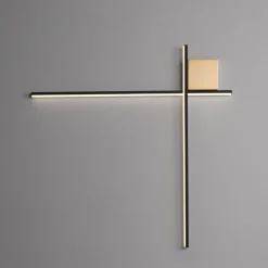 Applique Da Parete-Selezionato da Mazzolaluce Applique bacchette oro nero 80cm moderna led 20w 3000k