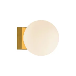 Applique Da Parete-Selezionato da Mazzolaluce Applique base quadrata oro led 6w 3000k sfera vetro bianco