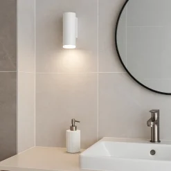 Applique Da Bagno-Selezionato da Mazzolaluce Applique bianca da bagno moderno design cilindro ip44