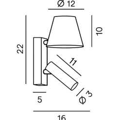 Applique Da Parete-Perenz Illuminazione Applique bianco da comodino per camera da letto reverse perenz
