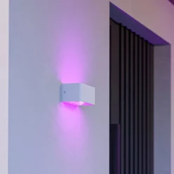 Applique Da Esterno-Eglo Applique bianco da esterno led rgb da 2700k a 6500k controllo da remoto app ip55 sania-z