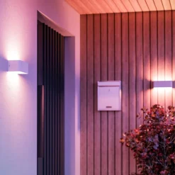Applique Da Esterno-Eglo Applique bianco da esterno led rgb da 2700k a 6500k controllo da remoto app ip55 sania-z