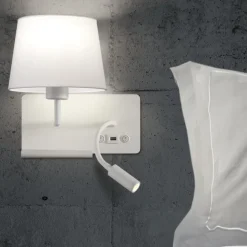 Applique Camera Da Letto-Selezionato da Mazzolaluce Applique bianco destro er comodino usb mensola luce da lettura moderna
