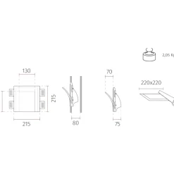 Applique Da Parete-Selezionato da Mazzolaluce Applique bianco di gesso led cristaly da incasso 9w 3000k