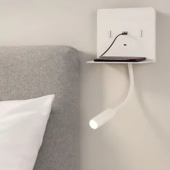 Applique Camera Da Letto-Selezionato da Mazzolaluce Applique bianco moderno da comodino presa usb luce orientabile