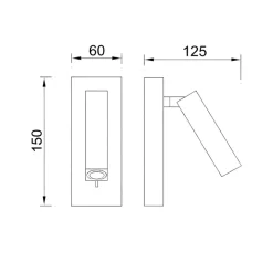 Applique Camera Da Letto-Selezionato da Mazzolaluce Applique bianco per camera da letto squadrato orientabile con interruttore