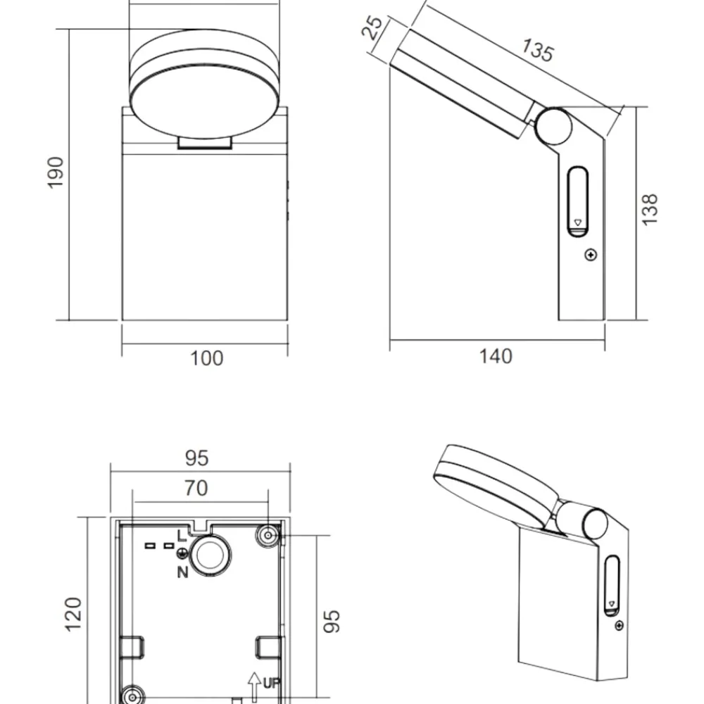 Applique Da Esterno-Selezionato da Mazzolaluce Applique bianco per esterni orientabile led 7w 2300k 3000k 4000k