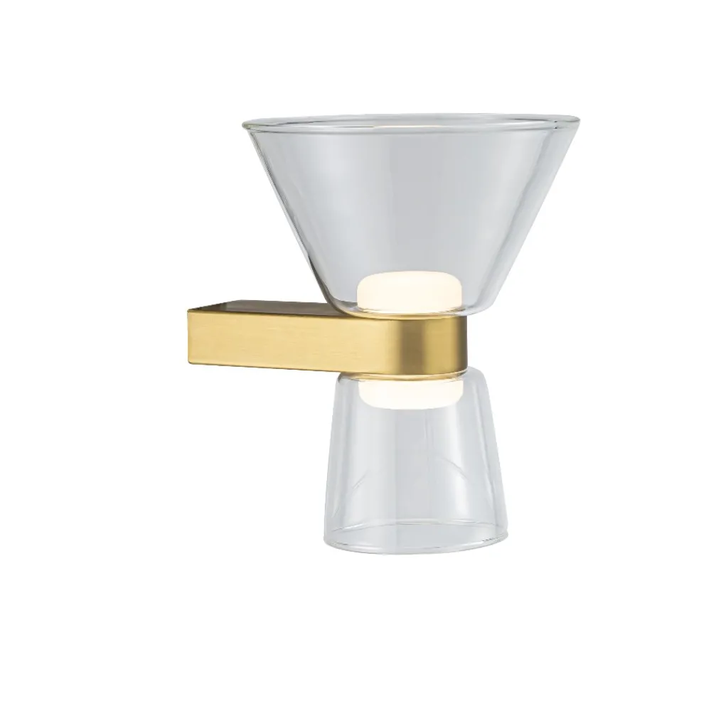 Applique Da Parete-Selezionato da Mazzolaluce Applique biemissione oro vetro trasparente stile contemporaneo