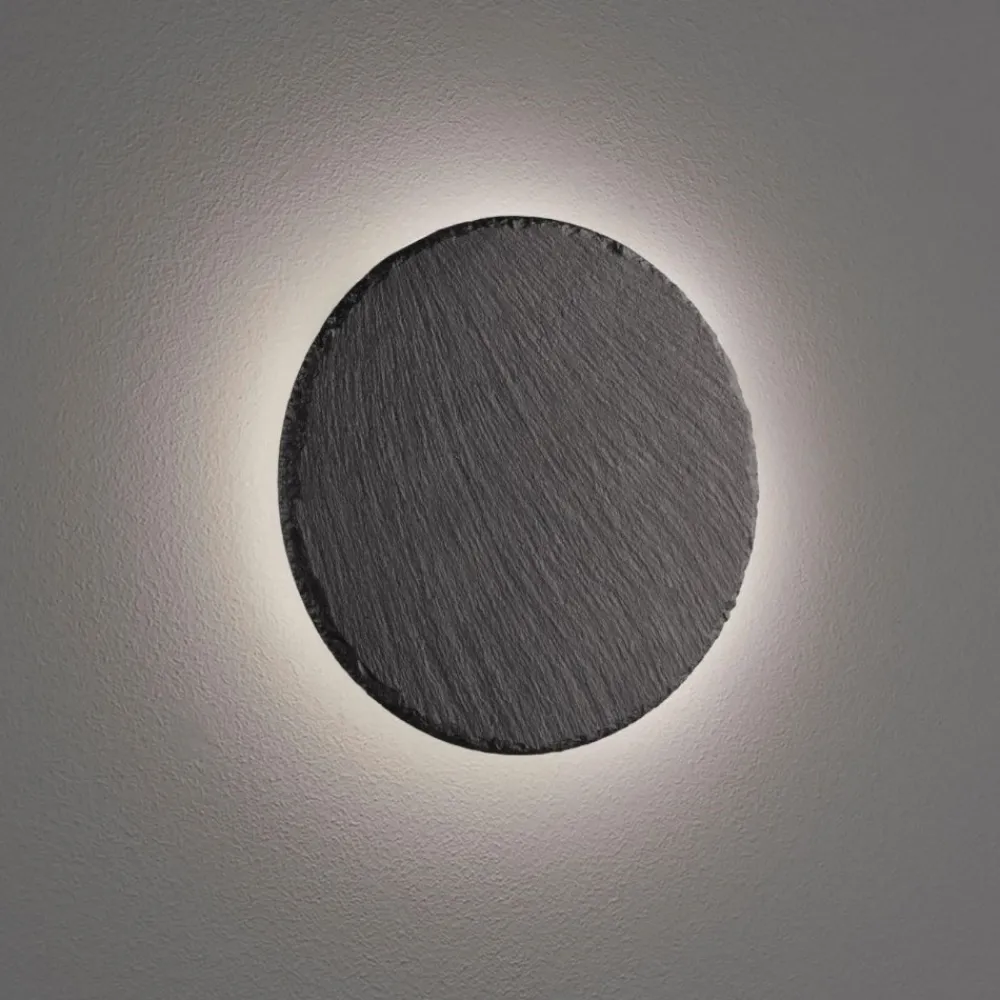 Applique Da Parete-Selezionato da Mazzolaluce Applique cerchio di ardesia antracite led 9w 3000k dimmerabile