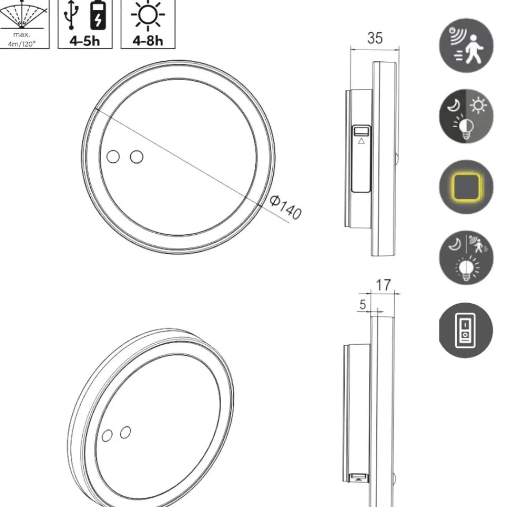 Applique Da Esterno-Selezionato da Mazzolaluce Applique circolare da esterno led 2w sensore di movimento