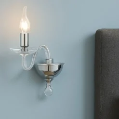 Applique Camera Da Letto-Ondaluce Applique classica ap paganin vetro trasparente dettagli cromo
