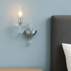 Applique Camera Da Letto-Ondaluce Applique classica ap paganin vetro trasparente dettagli cromo