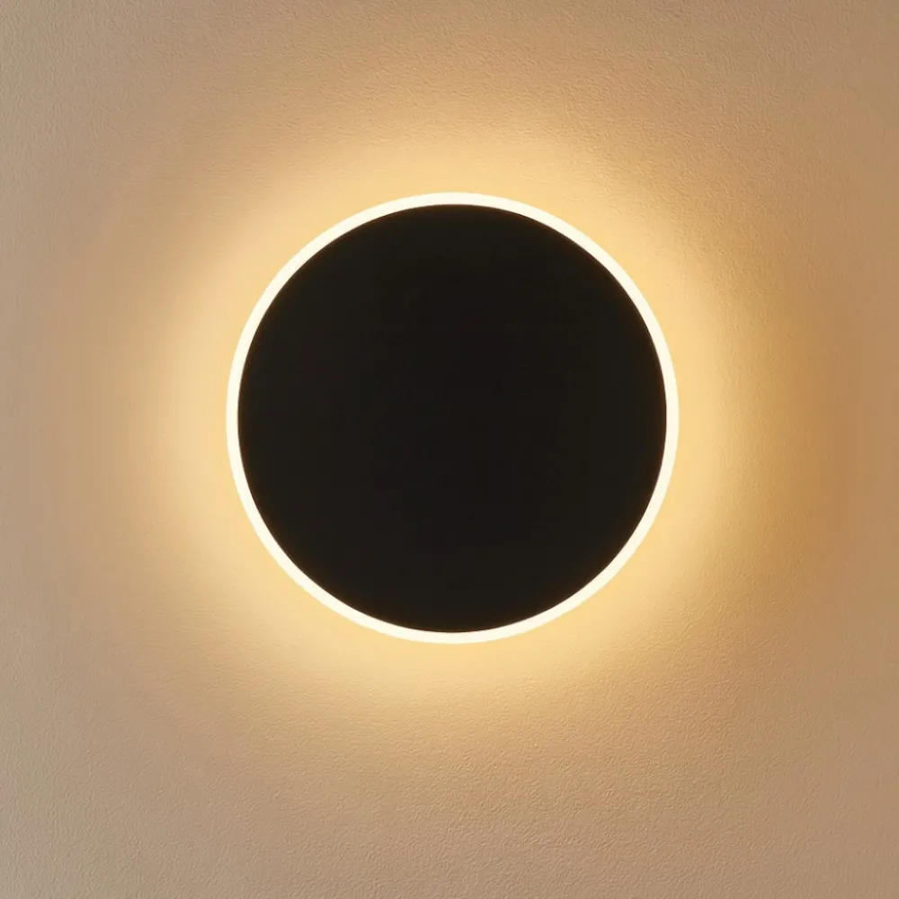 Applique Da Parete-Selezionato da Mazzolaluce Applique 20cm led 20w disco nero 3000k cerchio moderna rotonda