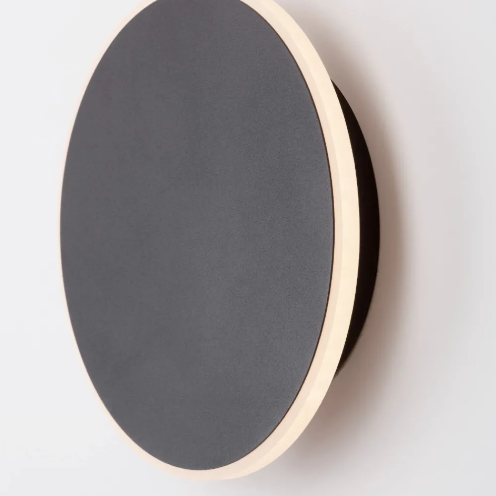 Applique Da Parete-Selezionato da Mazzolaluce Applique 20cm led 20w disco nero 3000k cerchio moderna rotonda