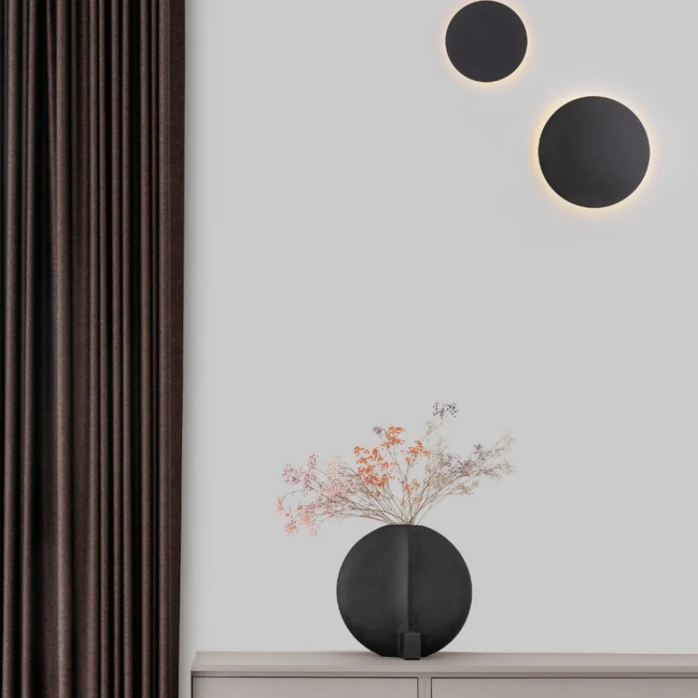 Applique Da Parete-Selezionato da Mazzolaluce Applique 20cm led 20w disco nero 3000k cerchio moderna rotonda
