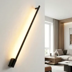 Applique Da Parete-Selezionato da Mazzolaluce Applique 120cm sporgenza 9cm bacchetta nera led 20w 3000k moderna