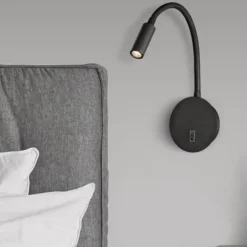 Applique Camera Da Letto-Selezionato da Mazzolaluce Applique comodino camera da letto led 3w 3000k nero luce orientabile