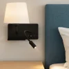 Applique Camera Da Letto-Selezionato da Mazzolaluce Applique comodino nero multifunzione con paralume bianco porta usb