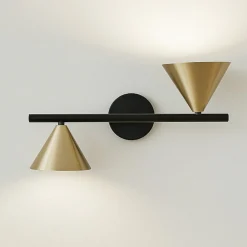 Applique Da Parete-Selezionato da Mazzolaluce Applique con faretti colore nero e oro