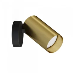 Applique Da Parete-Selezionato da Mazzolaluce Applique con spot orientabile cilindro nero oro orientabile