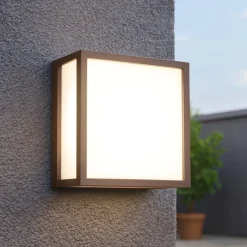 Applique Da Esterno-IsyLuce Applique corten marrone per esterno quadrato quad déco