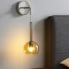 Applique Camera Da Letto-Top Light Applique cromo per comodini da letto sfera vetro ambra