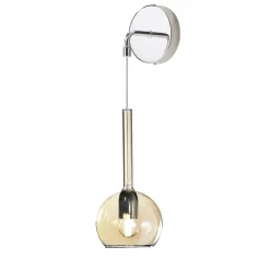 Applique Camera Da Letto-Top Light Applique cromo per comodini da letto sfera vetro ambra