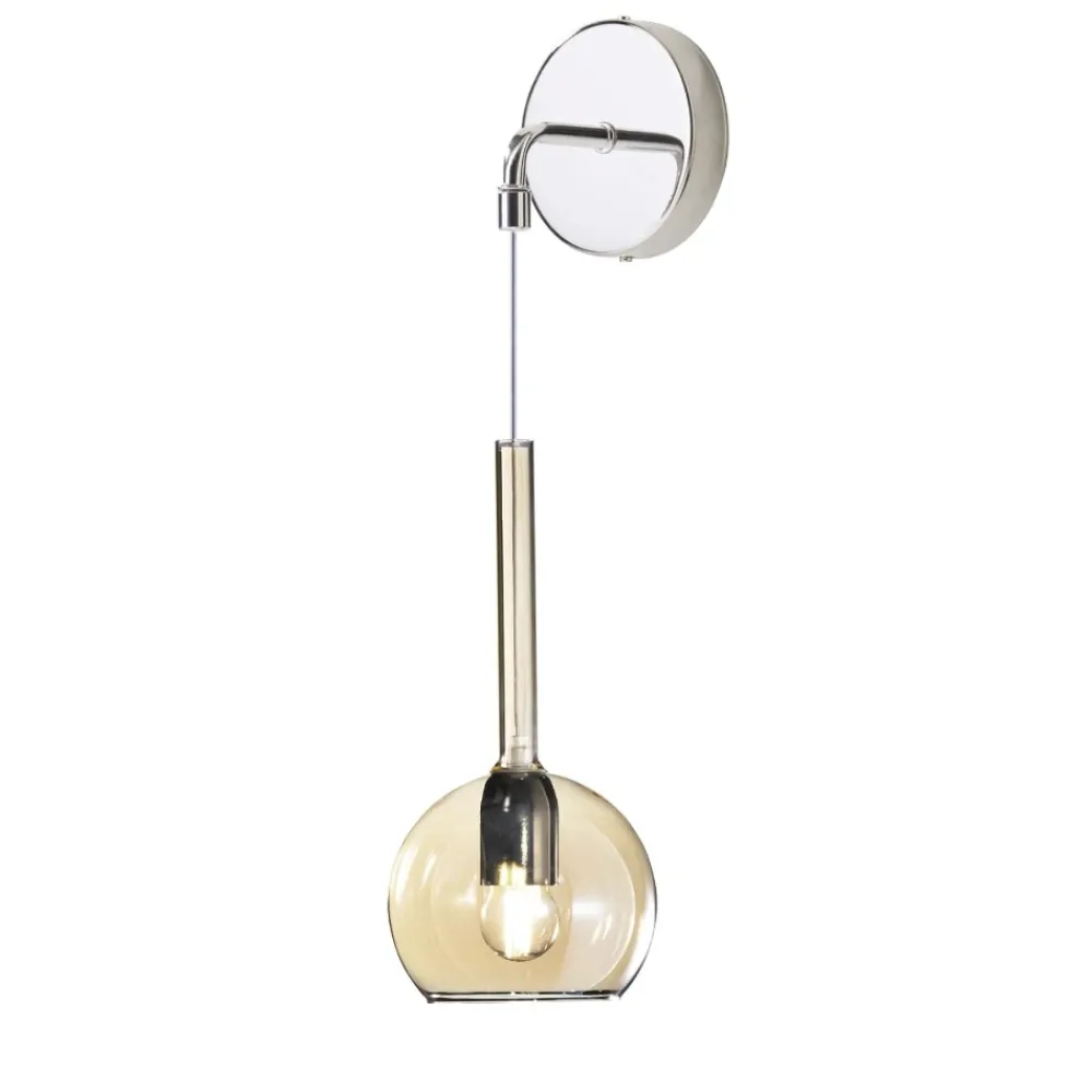 Applique Camera Da Letto-Top Light Applique cromo per comodini da letto sfera vetro ambra