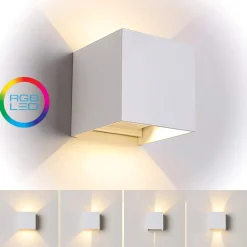 Applique Da Esterno-Life Electronics Applique cubo bianco per esterni smart life wifi ip65 led tricolor rgb