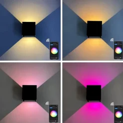 Applique Da Esterno-Life Electronics Applique cubo bianco per esterni smart life wifi ip65 led tricolor rgb