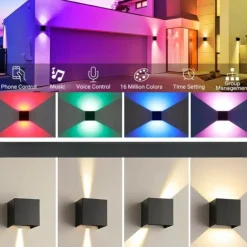 Applique Da Esterno-Life Electronics Applique cubo bianco per esterni smart life wifi ip65 led tricolor rgb