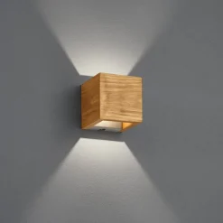 Applique Da Parete-Selezionato da Mazzolaluce Applique cubo da parete in legno led 4w 3000k dimmerabile