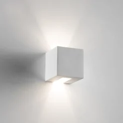 Applique Da Parete-Selezionato da Mazzolaluce Applique cubo di gesso ceramica bianco moderno pitturabile