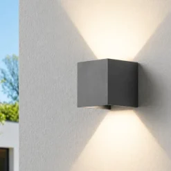 Applique Da Esterno-IsyLuce Applique cubo led 6w 3000k antracite per esterno