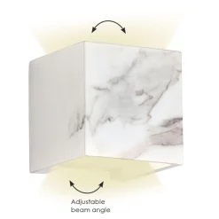 Applique Da Parete-Selezionato da Mazzolaluce Applique cubo led 13w 3000k effetto marmo bianco fp