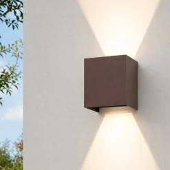 Applique Da Esterno-Selezionato da Mazzolaluce Applique cubo 20w 3000k xl corten marrone da esterno