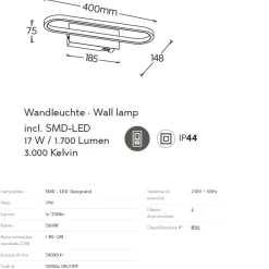 Applique Da Bagno-Selezionato da Mazzolaluce Applique da bagno cromo moderna led 17w 3000k