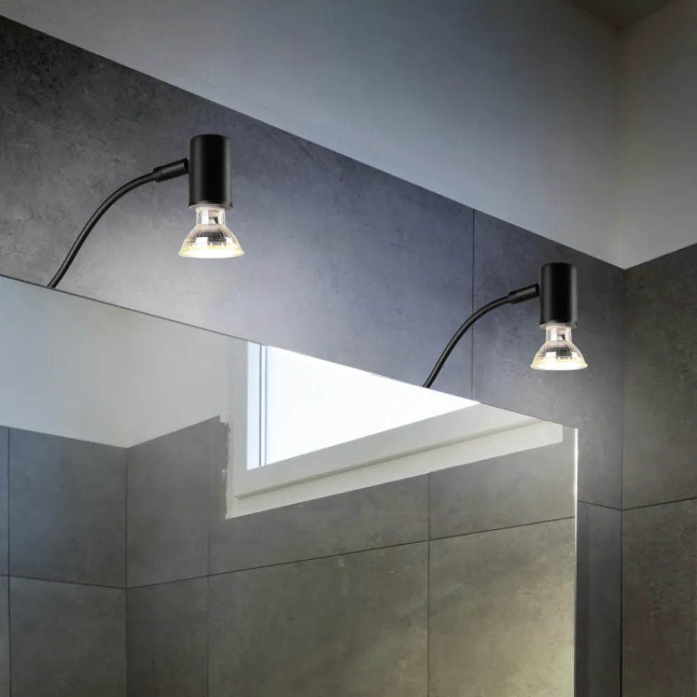 Applique Da Bagno-Selezionato da Mazzolaluce Applique da bagno design curvo nera luce orientabile