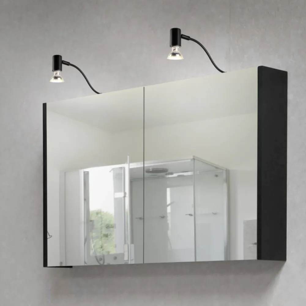 Applique Da Bagno-Selezionato da Mazzolaluce Applique da bagno design curvo nera luce orientabile