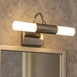 Applique Da Bagno-Selezionato da Mazzolaluce Applique da bagno due luci cromo e vetro bianco ip44